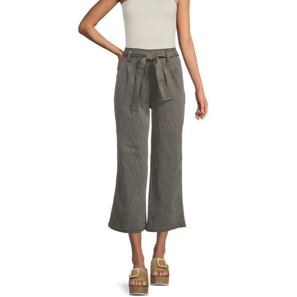 Splendid Alys Tie High Waist Wide Leg Cropped Pants - Picture 1 of 6